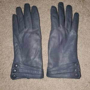 Leather gloves grey, size large...fit snug